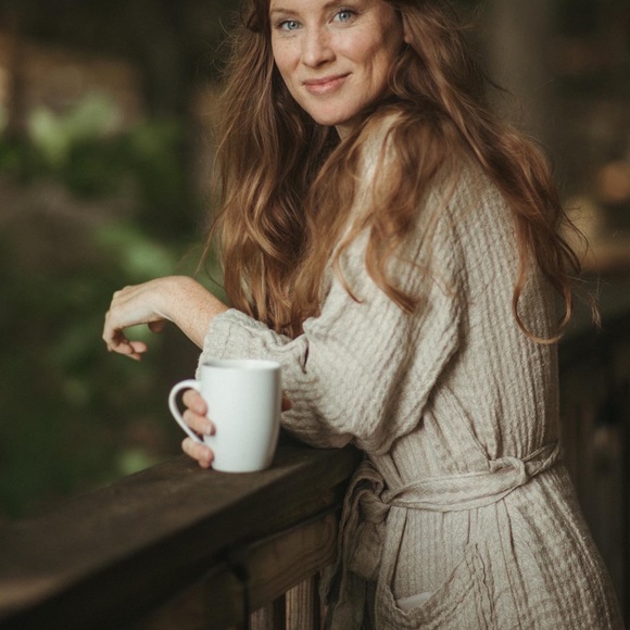 Linen Waffle Robe - Picture 3 of 6